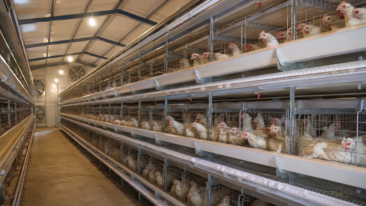Jaulas tipo H para gallinas ponedoras con sistemas automáticos | LIVI