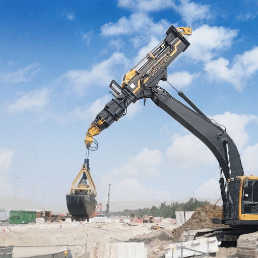 Excavadora con brazo telescópico